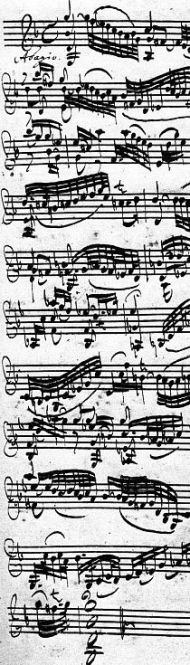 Fragment rękopisu J.S.Bacha: Sonata skrzypcowa g-moll nr 1 (BWV 1001).
